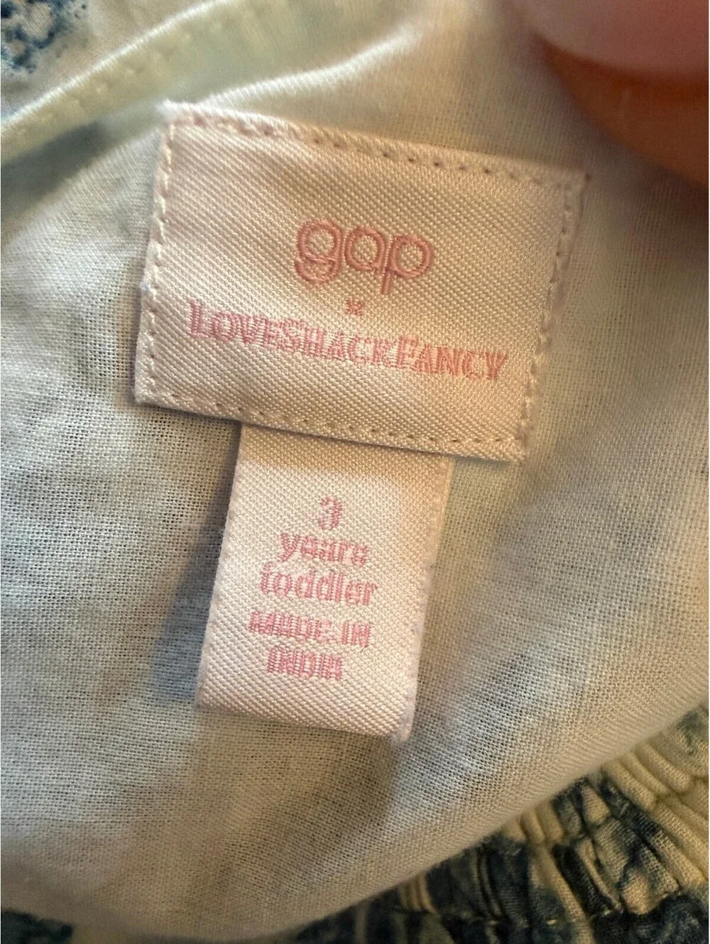 Gap x LOVESHACKFANCY Girls Size 3 Blue White Toile Floral Eyelet‎ Lace Dress